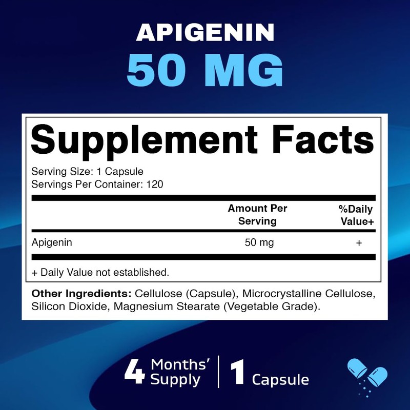 2 Pack Vitamatic Apigenin 50mg - 120 Vegetarian Capsules (Total