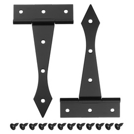 sourcing map 4 Inch Door Tee Hinge, 2Pcs t Strap Hinges Shed Door Hinge Durable Gate Hinges for Wooden Fences Yard Doors Barn Gate Wooden Box, Matte Black