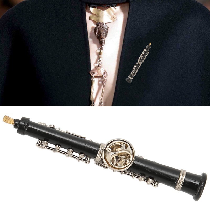 Miniature Oboe Brooch, Musical Instrument Fashion Lapel Brooch with Case
