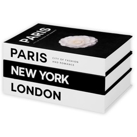 3Pcs Modern Faux Book Decoration Set, Creative Fashion Faux Book Storage Box Desktop Ornament for Bedroom Bookshelf Living Room