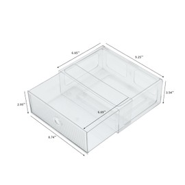 NINEWEEN Clear Desk Organizers and Accessories, Plastic Drawer Storage Bins for Home Office Supplies, Marker Pen, Art Crafts, Makeup, Stackable Container for Bathroom, Cabinet, Pantry, 2 Drawers