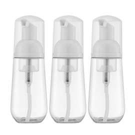 Owlyee - Botella de espuma de 2 onzas, dispensador de espuma vacía para jabón de manos, limpiador de pestañas, champú (3 unidades, transparente)