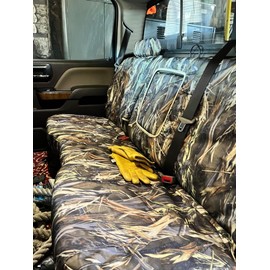 Durafit Seat Covers, C1142-DRTC, Exact Fit for 2014-2020 Chevy Silverado and GMC Sierra Rear 60/40 Split Bench Seat with Fold Down Armrest with Cupholders. Made in Waterproof DRT Camouflage Endura