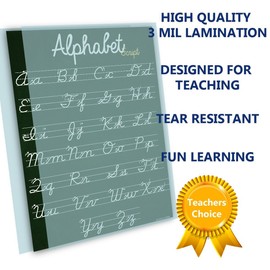 ABC Cursive Script Alphabet poster EXTRA LARGE chart LAMINATED teaching classroom decoration Young N Refined (24x30)