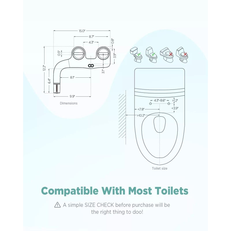 Ciays Bidet Attachment for Toilet Ultra-Slim Bidet Sprayer with Pressure