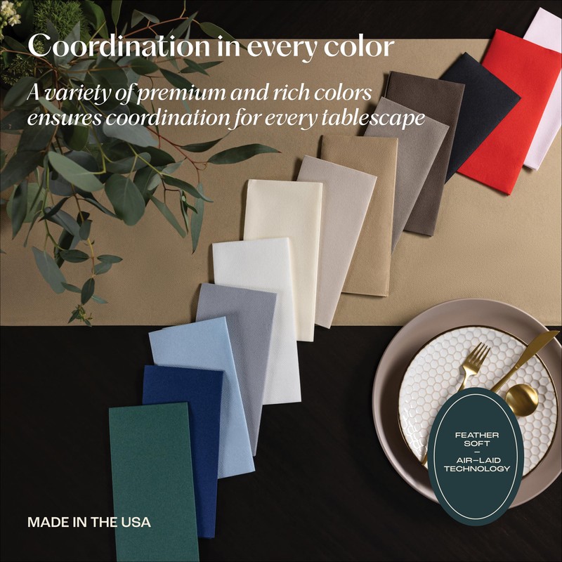 50-Pack Disposable Linen-Feel Blue Napkins, 12" x 17" Cloth-Like Paper