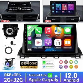 Unbranded For Mazda 3 2014-2018 9'' Android 12 Car Stereo Radio Carplay 32G GPS Navi Wifi