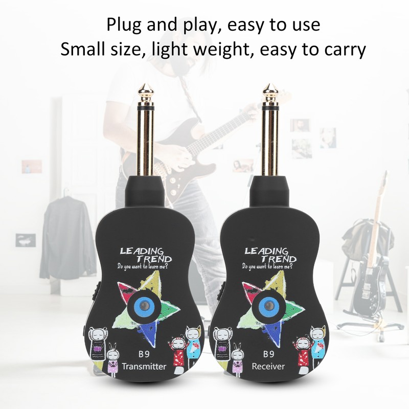 Guitar Wireless System Transmitter Receiver Electronic Pickup Reverb Treble Bass