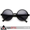zeroUV Classic Retro Style Shiny Plastic Round Circle Sunglasses (Black
