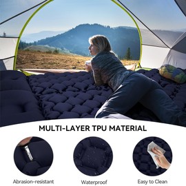 YITAHOME Self-Inflating Ultralight Camping Air Mattress with Built-in Pump and Cushion, Camping Mattress with Foot Pump and Carry Bag for Outdoor, Camping, Travel, Hiking (Navy Blue)