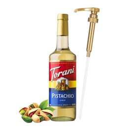 Jimoco® Syrup Pump Dispenser + Torani® Pistachio Syrup, 25.4 oz - Coffee Syrup Pump & Flavoring Bundle