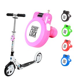 SCOOT LOCK® Portable Combination Scooter Lock New Reinforced Scooter Lock Steel Wire Chain Cable Micro Trunki Birdie Ozbozz EVO for Kids Children and Adults (Pink)