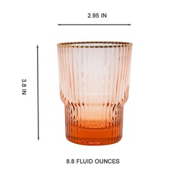 EVEREST GLOBAL Hand Blown Ribbed Vintage Water Glass 8.8 oz Home Decor Adorable Tumbler Drinking Water Glassware Gifts for All Occasions(Tumbler)