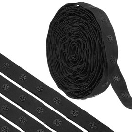 MECCANIXITY 6 Yard Snap Button Tape for Sewing, Cotton Snap Button Trim Fastener Buckles Tape for Clothes Fabric DIY Craft, Black