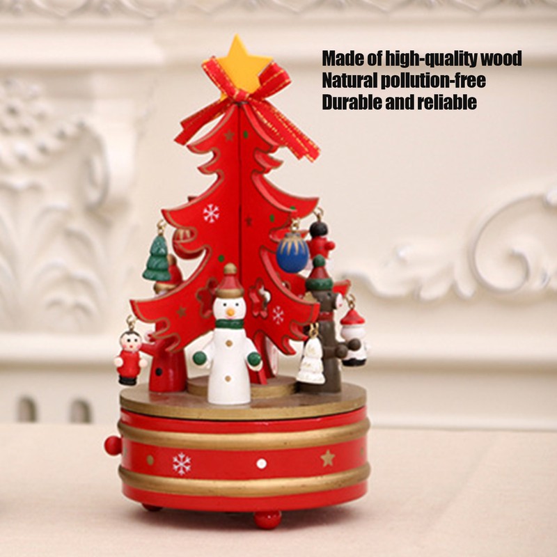 Christmas Music Box Wood Christmas Musical Box Xmas Decoration Gifts
