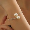 TseanYi Rhinestone Pearl Bangle Bracelet Gold Tennis Bracelets White Pearl
