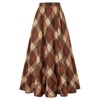 Women Long Plaid Skirt High Waist A Line Maxi Tartan