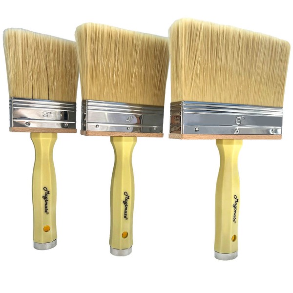 Magimate Deck Stain and Sealer Block Paint Brushes on Wood, Walls, Furniture, Shed and Fence, Large and Thick Bristle Paint Brushes, 3-inch, 4-inch and 6-inch Assortment, Set of 3