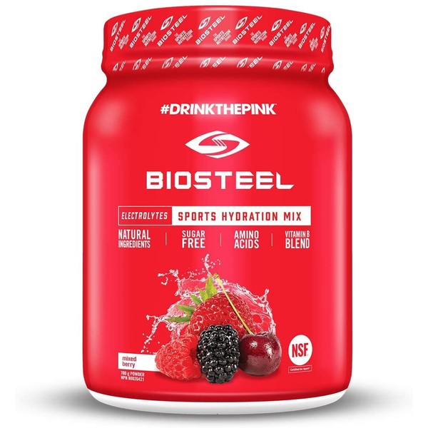 BioSteel Hydration Mix - Sugar Free, Essential Electrolyte Sports Drink Powder - Mixed Berry - 100 Servings