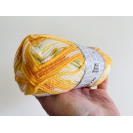Kumquat Mini Baby Design DK Yarn - Acrylic Wool Blend Self-Patterning Yarn 50 Gram, 142 Yards - Orange, yellow, white, green