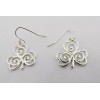 Hope Shamrock Earrings Drop Dangle Silver Outlines Good Luck By
