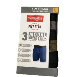 WRANGLER FIVE STAR SOFT FLEX MODAL BOXERS BRIEFS 3 PACK 6 in. Inseam Sz. L*