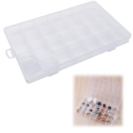 Supecesorio 28 Compartments PP Storage Box - Transparent Sorting Box for Jewellery, Beads & Small Parts | Stackable Organiser Box with Fixed Dividers | Robust PP Plastic for Crafts, Office & Rice
