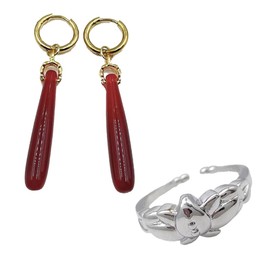 DJMANMENGG 2pcs Frieren Earrings Anime Frieren Beyond Journey's End Cosplay Earrings And Ring Jewelry Prop Accessories (Resin Earrings)