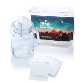Buphallo Canadian Pocket Drip Coffee Filter 100pcs - Single-Serve Pour Over Filter - Convenient Premium Food Grade - Portable use for Travel, Camping, Office, Vacation, on The go