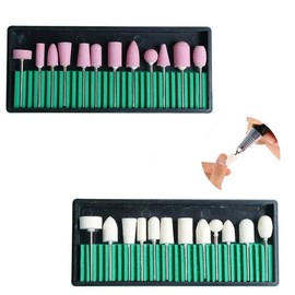핑쇼241 Set of 12 Drill Bits for Nail Art and Sanding (2 Types)
