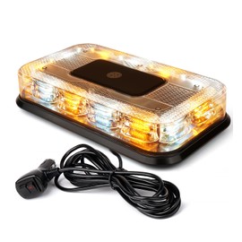 Lumenix 12" Rooftop Strobe Beacon Light, 72 LED Magnetic Mount Emergency Flashing Safety Warning Caution Mini Lights Bar for Construction Vehicles Snow Plow Tow Trucks Postal Mail Cars - Amber White