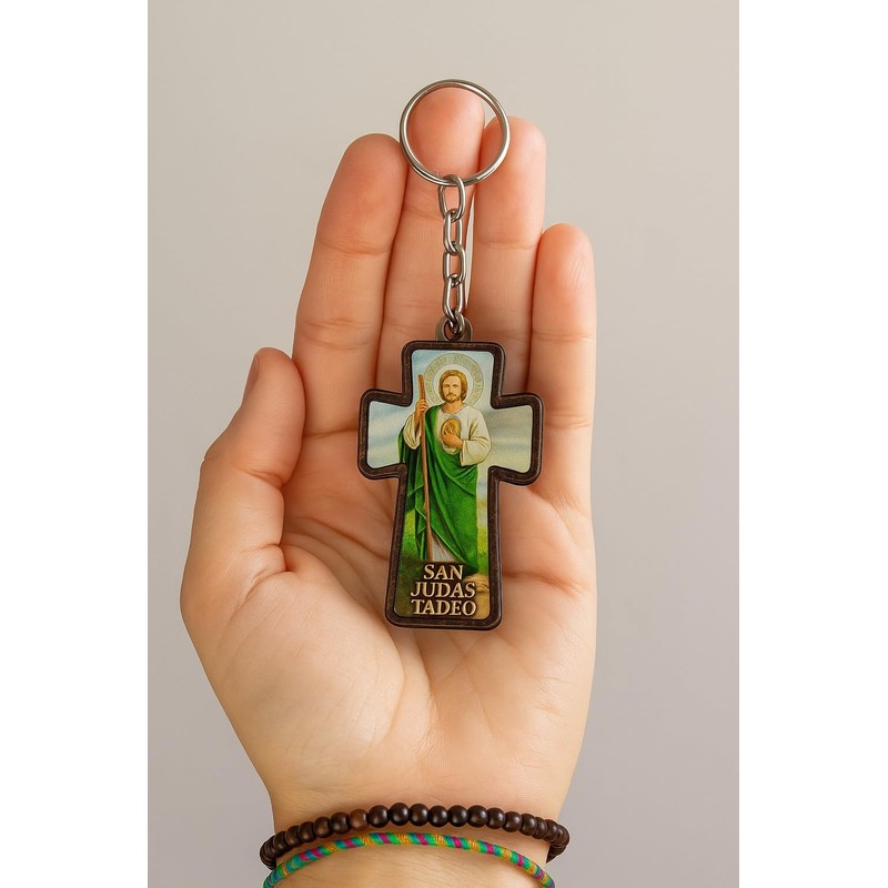Paquete de 50 Llaveros San Judas Tadeo MDF con Tarjeta