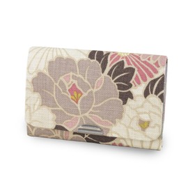 Noren Business Card Holder, Women's, Japanese Pattern, Floral Pattern, Retro Flower (Pink Beige), Lightweight, Thin, Card Case, Card Holder, Made in Japan