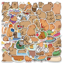 Capybara Stickers for Children and Teenagers, Funny Water Guinea Animal Stickers, Vinyl Waterproof Cartoon Guinea Pig Stickers, Pack of 50