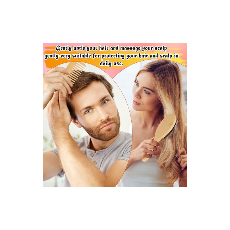 Juego de 8 cepillos de bambú para el cabello, de
