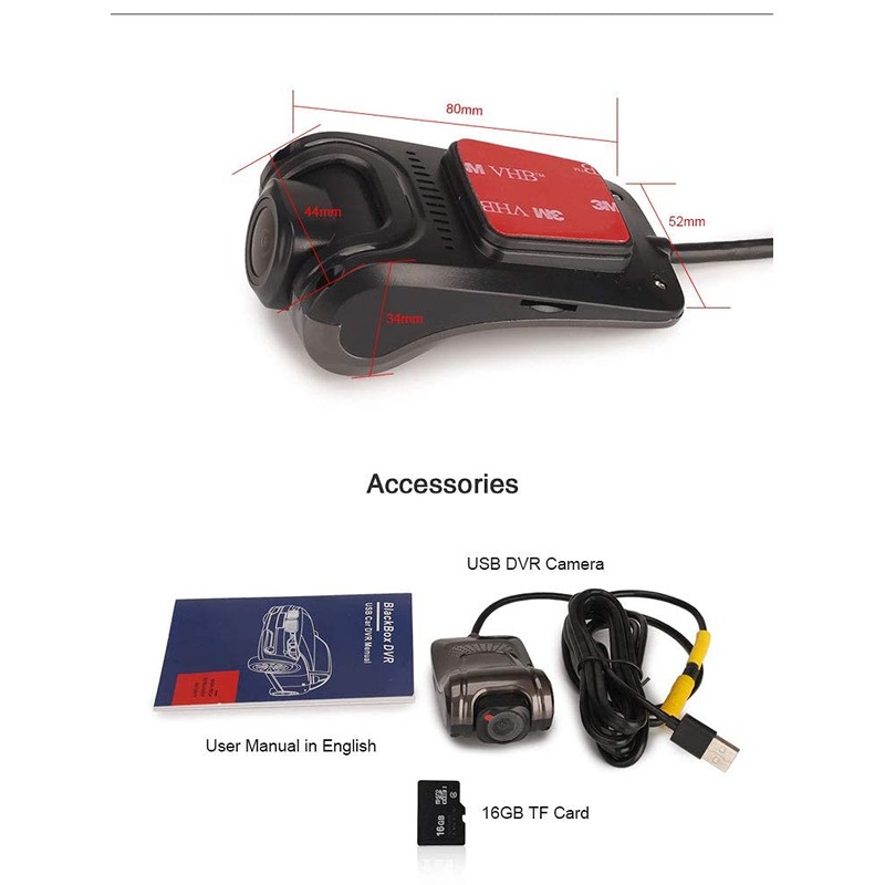 ERISIN HD 1080P 150° Wide Angle Mini Car Dash Camera