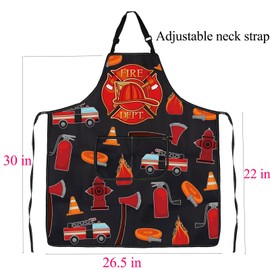BNQL Fire Dept Apron Firefighter Gifts Fireman Gifts Fire Department Gifts Retired Firefighters Bbq Grill Chef Apron With Pockets (Fire Dept Apron)