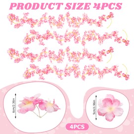 QEEYON 4 Pcs 180cm Cherry Blossom Garland, Artificial Pink Flower Garland Silk Sakura Vines Hanging Artificial Cherry Blossom for Home Wall Decoration Wedding Party Valentine Wreath Making