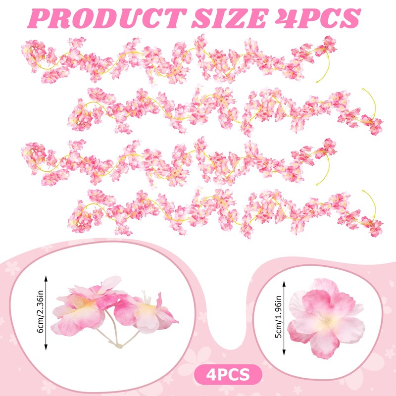 QEEYON 4 Pcs 180cm Cherry Blossom Garland, Artificial Pink Flower