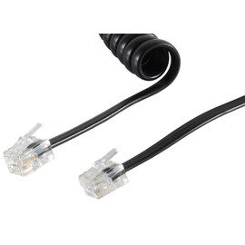 1aTTack.de 5x 4 m Telephone Cable RJ10 (also called RJ9, RJ22) Plug Earpiece Spiral Cable Telephone Plug RJ10 Cable Landline Telephone Handset Telephone Cable Black