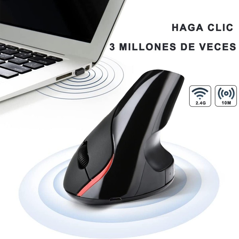 MOYAC Mouse Inalámbrico Ergonómico con 6 Botones, Ratón Vertical con