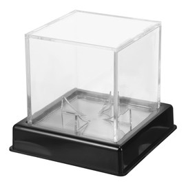 Yardwe Vitrina De BéIsbol Transparente De PláStico con Soporte para Pelota Caja Compacta De ExhibicióN Y Almacenamiento De Balones Deportivos 4.13X4.13X3.74In