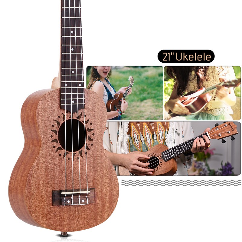 21 Inch Wooden Acoustic Ukulele Ukelele Uke Sapele Wood