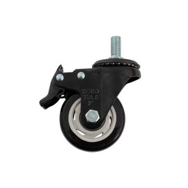 Dogotuls Zf5192 Rodaja De Pvc Negro Giratoria Con Espiga Roscada Y Freno 3"