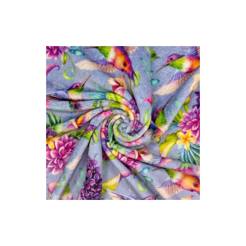 CRS Fur Fabrics CFP004-1MTR Superweicher Fleece-Stoff, Kolibris, 1 m, Polyester,