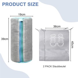 2 in 1 Shoe Wash Bag Washing Machine with Double Zip and Double Pockets - 360° All-Round Cleaning, Reusable Wash Bag Shoes for All Shoe Types and Sizes - Grey Includes 2 Dust Bags