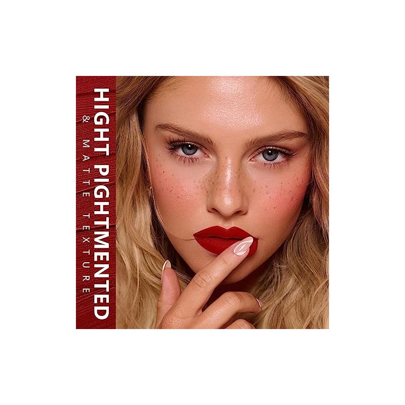 MAKI YIKA- Lápiz labial rojo para mujer, color duradero, sin