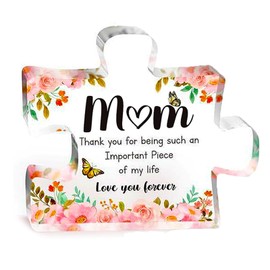 Mum Gifts, Thank You Gift with Touching Words for Mum, Decorative Acrylic Engraved Puzzle Piece Desktop Ornament for Birthday, Mother's Day, Christmas, Thanksgiving