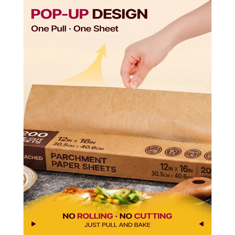 Katbite Parchment Paper Sheets Pop-Up 200 PCS, 12x16 Inches Precut