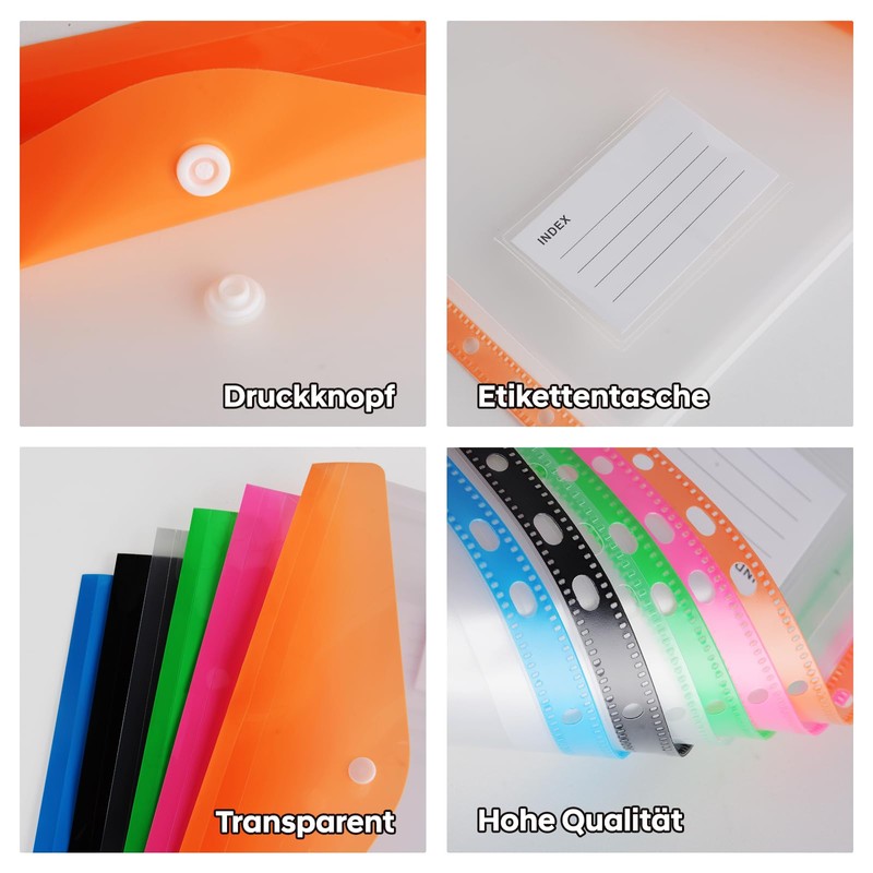 BOENFU Document Wallet A4 Filing, Pack of 12 Document Folders